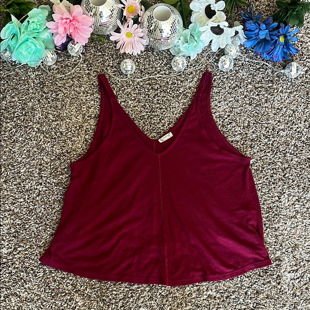 Women's Burgundy Sleeveless Top